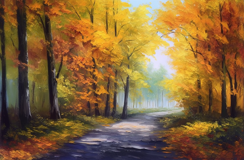 山林内的秋季道路风景,插画/手绘图,插画/手绘图库,插画/手绘图下载,插画/手绘